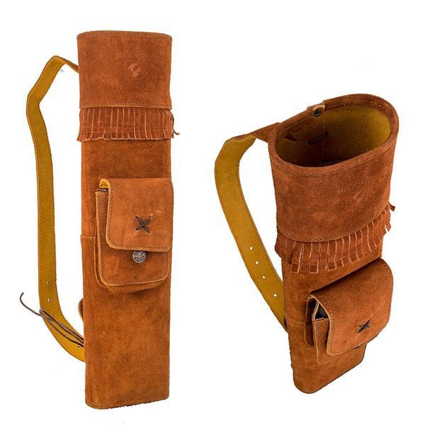 Leather Suede Back Quiver with front button pocket